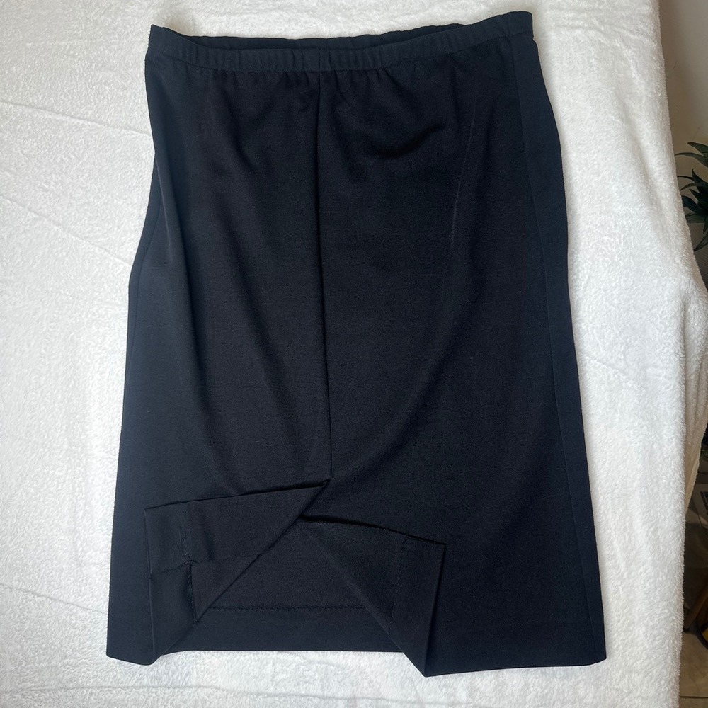 Vintage Goth Academia Black Pencil Skirt Knee Length Elastic Waist USA Made 12 - Picture 3 of 7